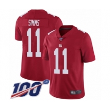 Men's New York Giants #11 Phil Simms Red Limited Red Inverted Legend 100th Season Football Jersey