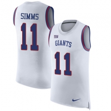 Men's Nike New York Giants #11 Phil Simms Limited White Rush Player Name & Number Tank Top NFL Jersey