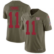 Youth Nike New York Giants #11 Phil Simms Limited Olive 2017 Salute to Service NFL Jersey