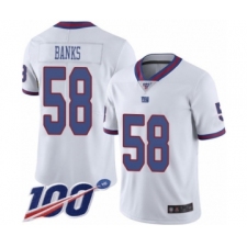 Men's New York Giants #58 Carl Banks Limited White Rush Vapor Untouchable 100th Season Football Jersey