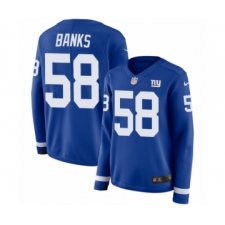 Women's Nike New York Giants #58 Carl Banks Limited Royal Blue Therma Long Sleeve NFL Jersey