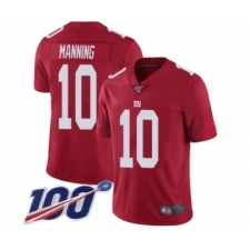 Men's New York Giants #10 Eli Manning Red Limited Red Inverted Legend 100th Season Football Jersey