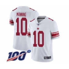 Men's New York Giants #10 Eli Manning White Vapor Untouchable Limited Player 100th Season Football Jersey
