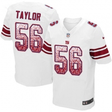Men's Nike New York Giants #56 Lawrence Taylor Elite White Road Drift Fashion NFL Jersey