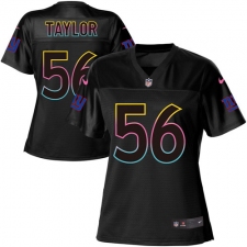 Women's Nike New York Giants #56 Lawrence Taylor Game Black Fashion NFL Jersey