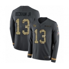 Men's Nike New York Giants #13 Odell Beckham Jr Limited Black Salute to Service Therma Long Sleeve NFL Jersey