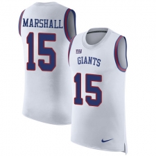Men's Nike New York Giants #15 Brandon Marshall Limited White Rush Player Name & Number Tank Top NFL Jersey