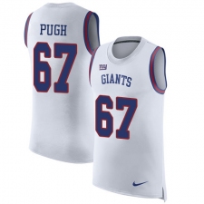 Men's Nike New York Giants #67 Justin Pugh Limited White Rush Player Name & Number Tank Top NFL Jersey