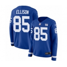Women's Nike New York Giants #85 Rhett Ellison Limited Royal Blue Therma Long Sleeve NFL Jersey