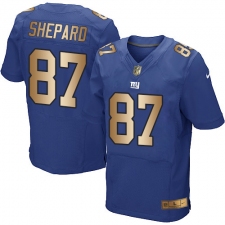 Men's Nike New York Giants #87 Sterling Shepard Elite Blue/Gold Team Color NFL Jersey