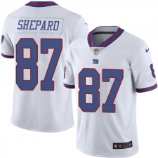 Men's Nike New York Giants #87 Sterling Shepard Elite White Rush Vapor Untouchable NFL Jersey