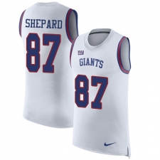 Men's Nike New York Giants #87 Sterling Shepard Limited White Rush Player Name & Number Tank Top NFL Jersey