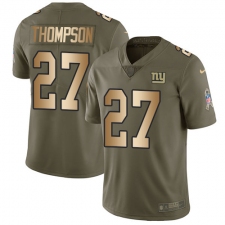 Youth Nike New York Giants #27 Darian Thompson Limited Olive/Gold 2017 Salute to Service NFL Jersey