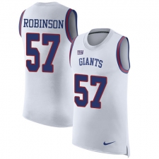 Men's Nike New York Giants #57 Keenan Robinson Limited White Rush Player Name & Number Tank Top NFL Jersey