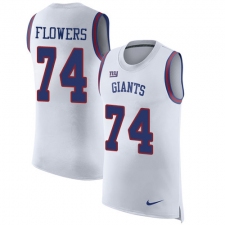 Men's Nike New York Giants #74 Ereck Flowers Limited White Rush Player Name & Number Tank Top NFL Jersey
