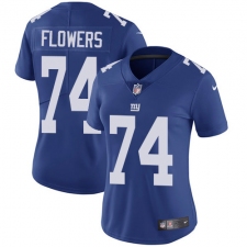 Women's Nike New York Giants #74 Ereck Flowers Elite Royal Blue Team Color NFL Jersey