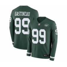 Men's Nike New York Jets #99 Mark Gastineau Limited Green Therma Long Sleeve NFL Jersey