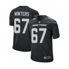 Men's New York Jets #67 Brian Winters Game Black Alternate Football Jersey