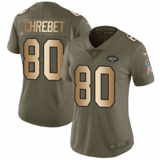 Women's Nike New York Jets #80 Wayne Chrebet Limited Olive/Gold 2017 Salute to Service NFL Jersey