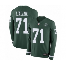 Men's Nike New York Jets #71 Ben Ijalana Limited Green Therma Long Sleeve NFL Jersey