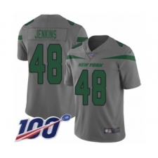Men's New York Jets #48 Jordan Jenkins Limited Gray Inverted Legend 100th Season Football Jersey