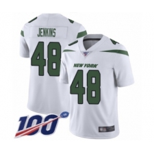 Men's New York Jets #48 Jordan Jenkins White Vapor Untouchable Limited Player 100th Season Football Jersey