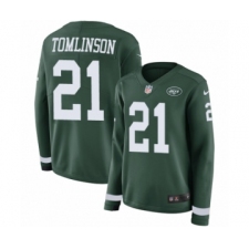 Women's Nike New York Jets #21 LaDainian Tomlinson Limited Green Therma Long Sleeve NFL Jersey