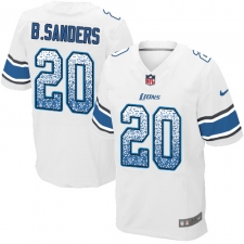 Men's Nike Detroit Lions #20 Barry Sanders Elite White Road Drift Fashion NFL Jersey