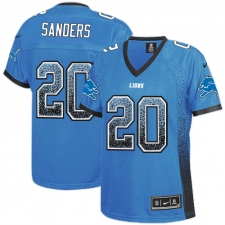 Women's Nike Detroit Lions #20 Barry Sanders Elite Light Blue Drift Fashion NFL Jersey