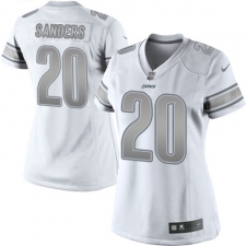 Women's Nike Detroit Lions #20 Barry Sanders Limited White Platinum NFL Jersey