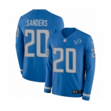 Youth Nike Detroit Lions #20 Barry Sanders Limited Blue Therma Long Sleeve NFL Jersey