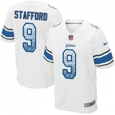 Men's Nike Detroit Lions #9 Matthew Stafford Elite White Road Drift Fashion NFL Jersey