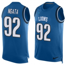Men's Nike Detroit Lions #92 Haloti Ngata Limited Light Blue Player Name & Number Tank Top NFL Jersey