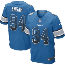 Men's Nike Detroit Lions #94 Ziggy Ansah Elite Blue Home Drift Fashion NFL Jersey