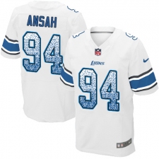 Men's Nike Detroit Lions #94 Ziggy Ansah Elite White Road Drift Fashion NFL Jersey
