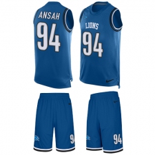 Men's Nike Detroit Lions #94 Ziggy Ansah Limited Light Blue Tank Top Suit NFL Jersey