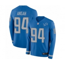 Youth Nike Detroit Lions #94 Ziggy Ansah Limited Blue Therma Long Sleeve NFL Jersey