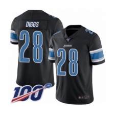 Men's Detroit Lions #28 Quandre Diggs Limited Black Rush Vapor Untouchable 100th Season Football Jersey