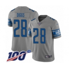 Men's Detroit Lions #28 Quandre Diggs Limited Gray Inverted Legend 100th Season Football Jersey