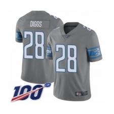 Men's Detroit Lions #28 Quandre Diggs Limited Steel Rush Vapor Untouchable 100th Season Football Jersey