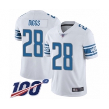 Men's Detroit Lions #28 Quandre Diggs White Vapor Untouchable Limited Player 100th Season Football Jersey