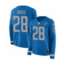 Women's Nike Detroit Lions #28 Quandre Diggs Limited Blue Therma Long Sleeve NFL Jersey