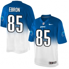 Men's Nike Detroit Lions #85 Eric Ebron Elite Light Blue/White Fadeaway NFL Jersey