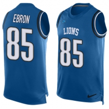 Men's Nike Detroit Lions #85 Eric Ebron Limited Light Blue Player Name & Number Tank Top NFL Jersey