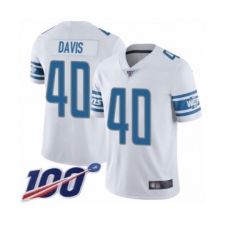 Men's Detroit Lions #40 Jarrad Davis White Vapor Untouchable Limited Player 100th Season Football Jersey