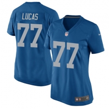 Women's Nike Detroit Lions #77 Cornelius Lucas Game Blue Alternate NFL Jersey