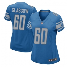 Women's Nike Detroit Lions #60 Graham Glasgow Game Light Blue Team Color NFL Jersey