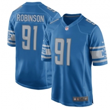 Men's Nike Detroit Lions #91 A'Shawn Robinson Game Light Blue Team Color NFL Jersey
