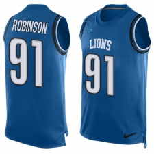 Men's Nike Detroit Lions #91 A'Shawn Robinson Limited Light Blue Player Name & Number Tank Top NFL Jersey
