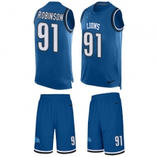 Men's Nike Detroit Lions #91 A'Shawn Robinson Limited Light Blue Tank Top Suit NFL Jersey